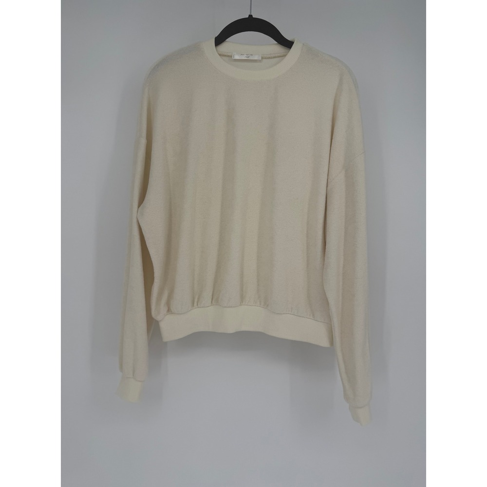 Jessie and Sky Cream Terry Cloth Crewneck Sweatshirt Womens Small Pullover Top
